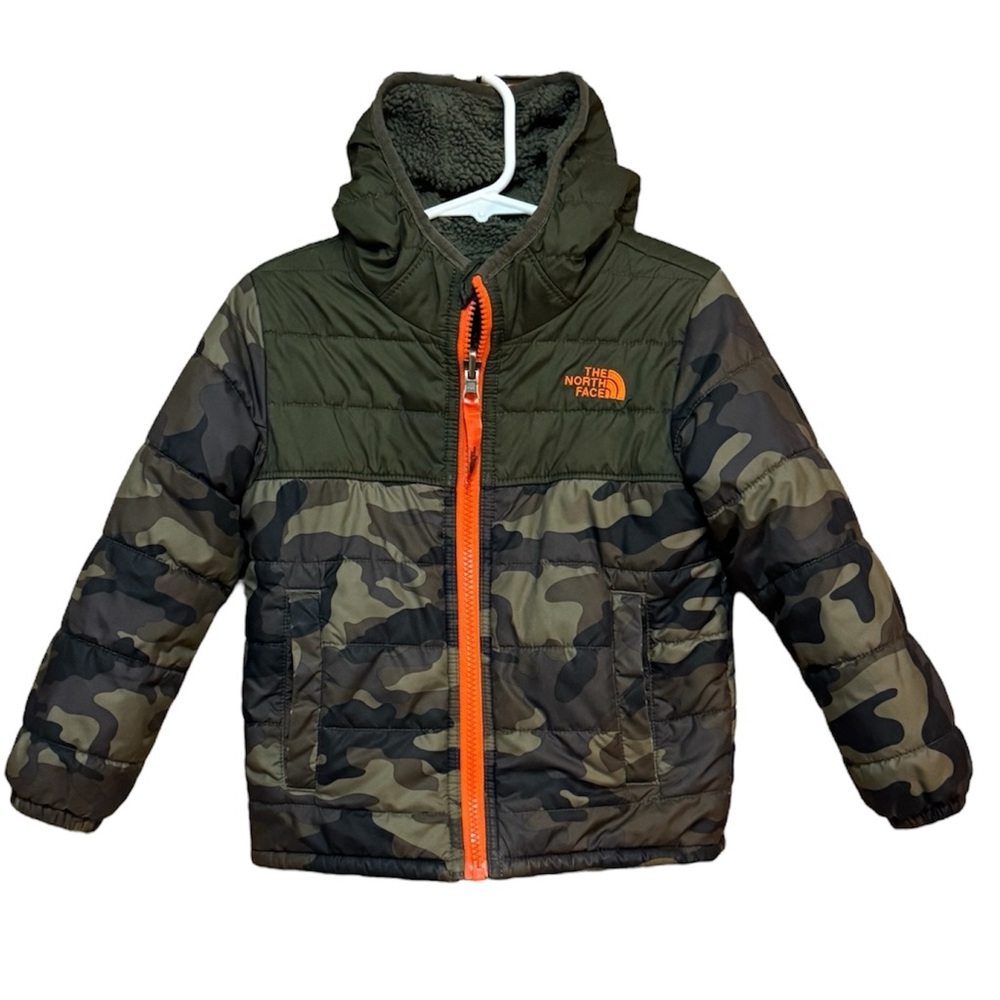 The North Face Camouflage Jacket with Orange Accents Reversible- Toddler 4T